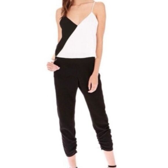 Parker Women's Black & Pearl Color block Sleeveless Jumpsuit Size Small NWT - Picture 1 of 10